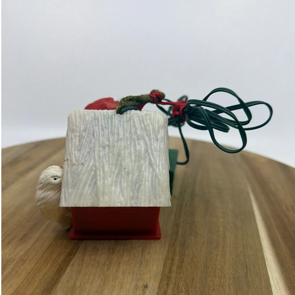 Radiant Chirping Birdhouse Christmas‎ Ornament 50-70s Red Vintage Cardinal